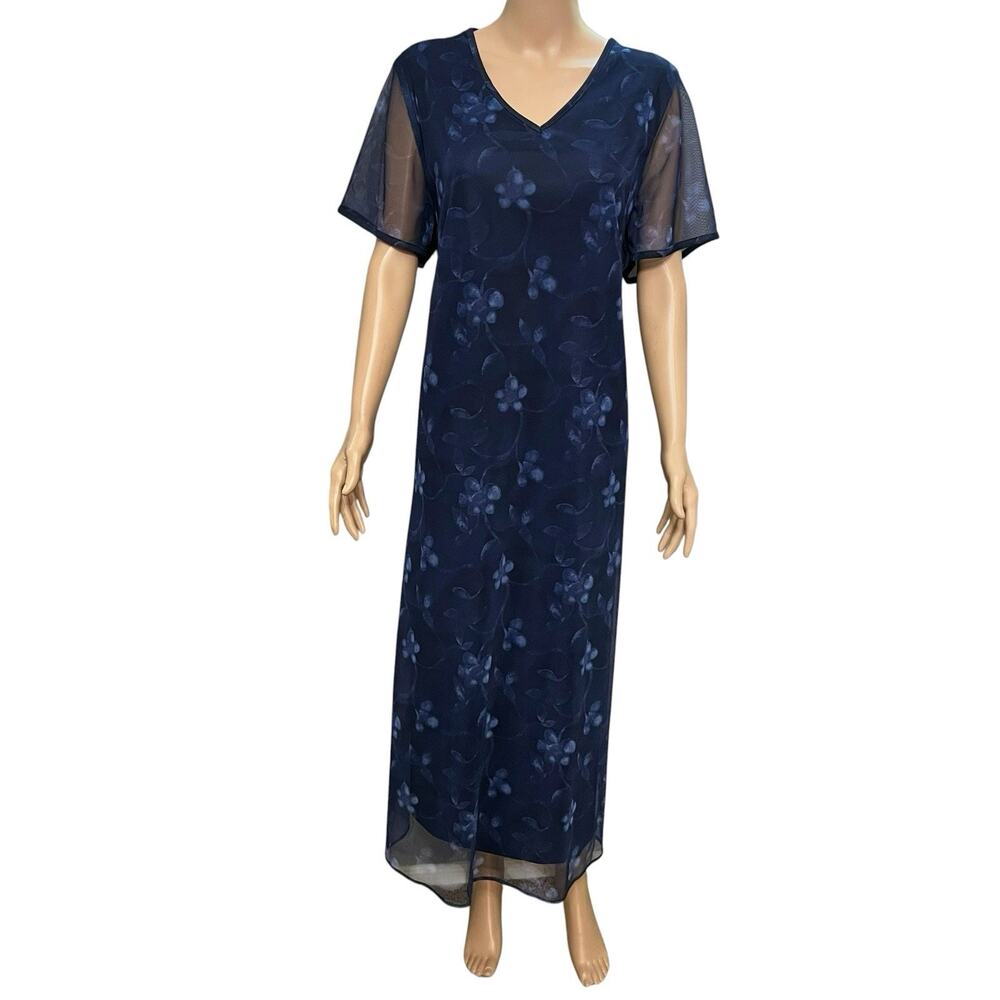 90s VTG Casual Corner Mesh Floral Maxi Dress 18W Fits Like 1X Grunge Whimsigoth